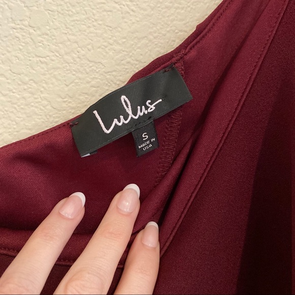 Lulus Burgundy One-Shoulder Ruffle Maxi Dress - Picture 8 of 14